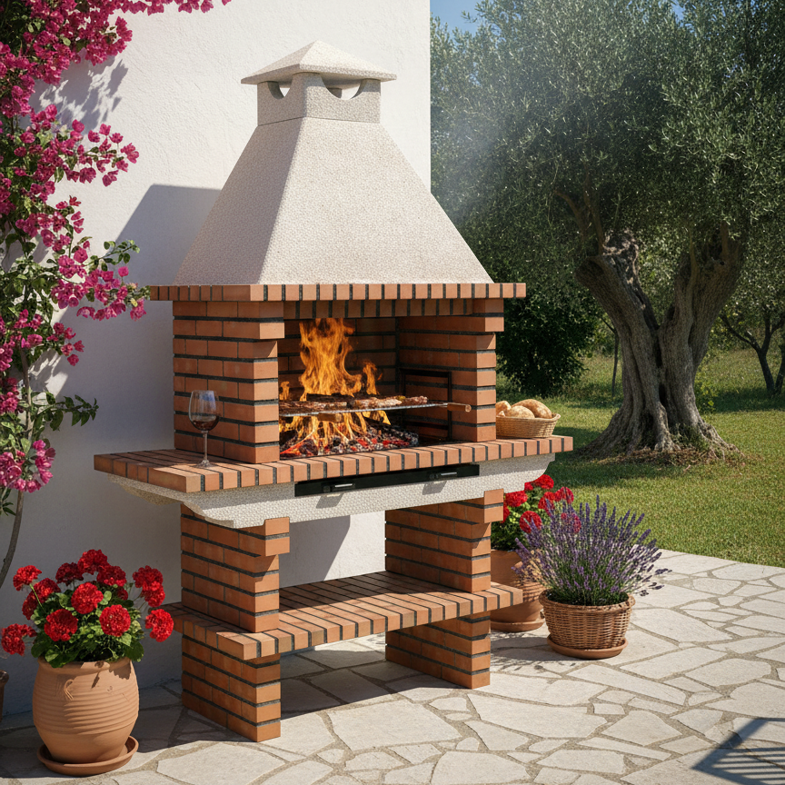Barbacoa de Ladrillo TerraCotto 116 – Doble Estante Lateral