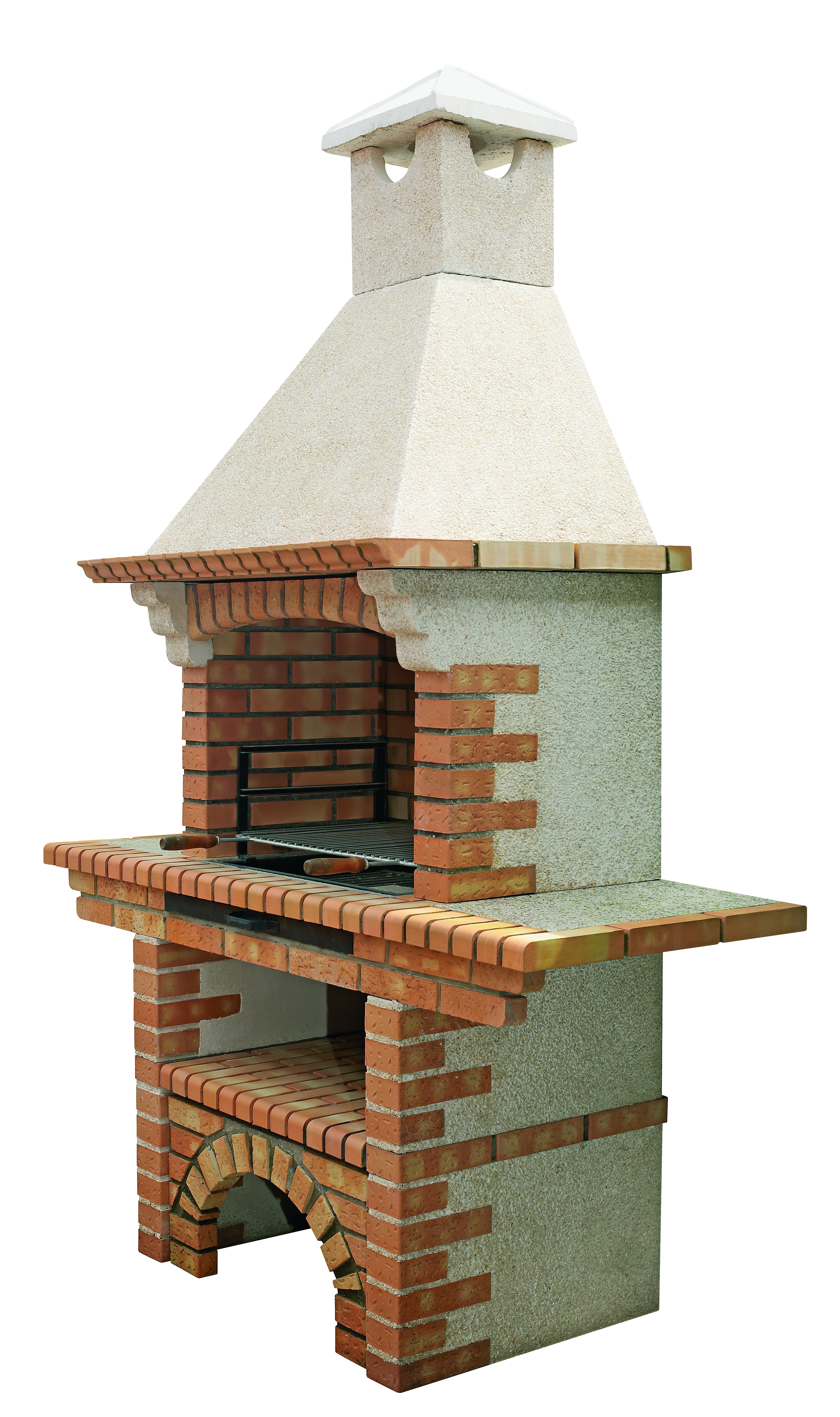 Calabria 206G – Barbacoa tradicional de ladrillo y piedra reconstituida con estante – parrilla 70 cm