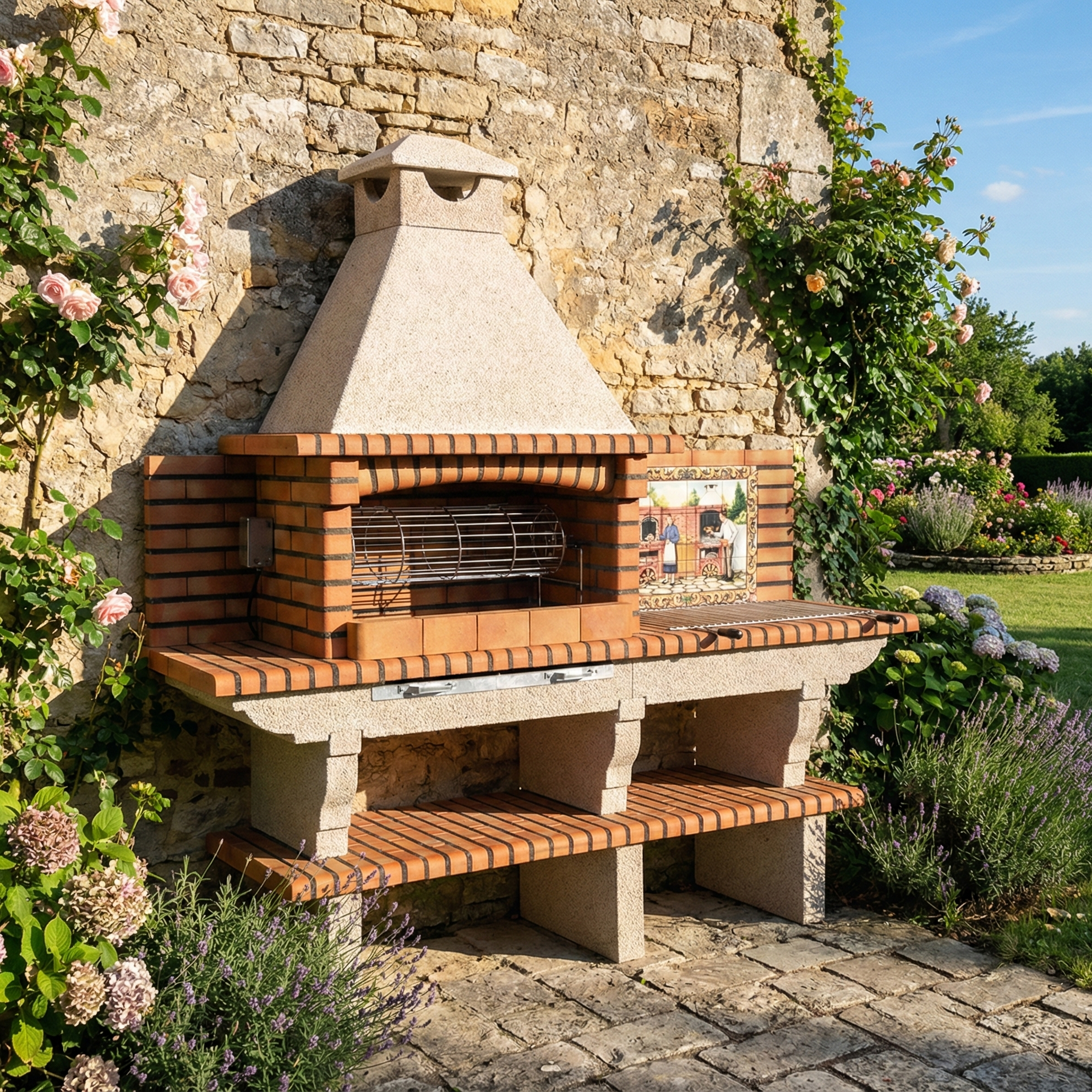 Asador de cochinillo Inox + Motor eléctrico (para barbacoas Terracotto/Rustika/Nexa/Inoxa)
