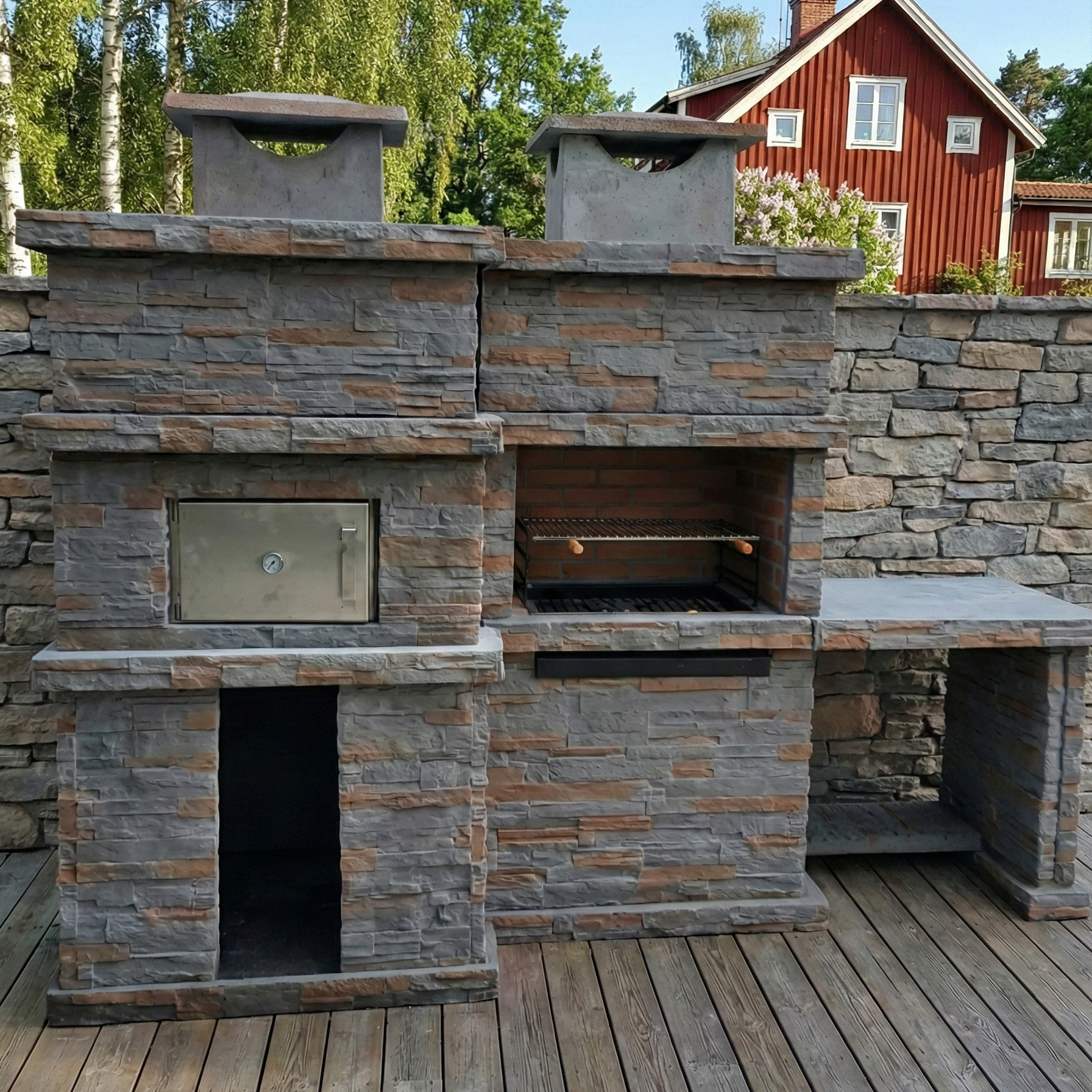 🔥 Rocca Four 474 – Barbacoa de Piedra con Horno y Fregadero Inoxidable