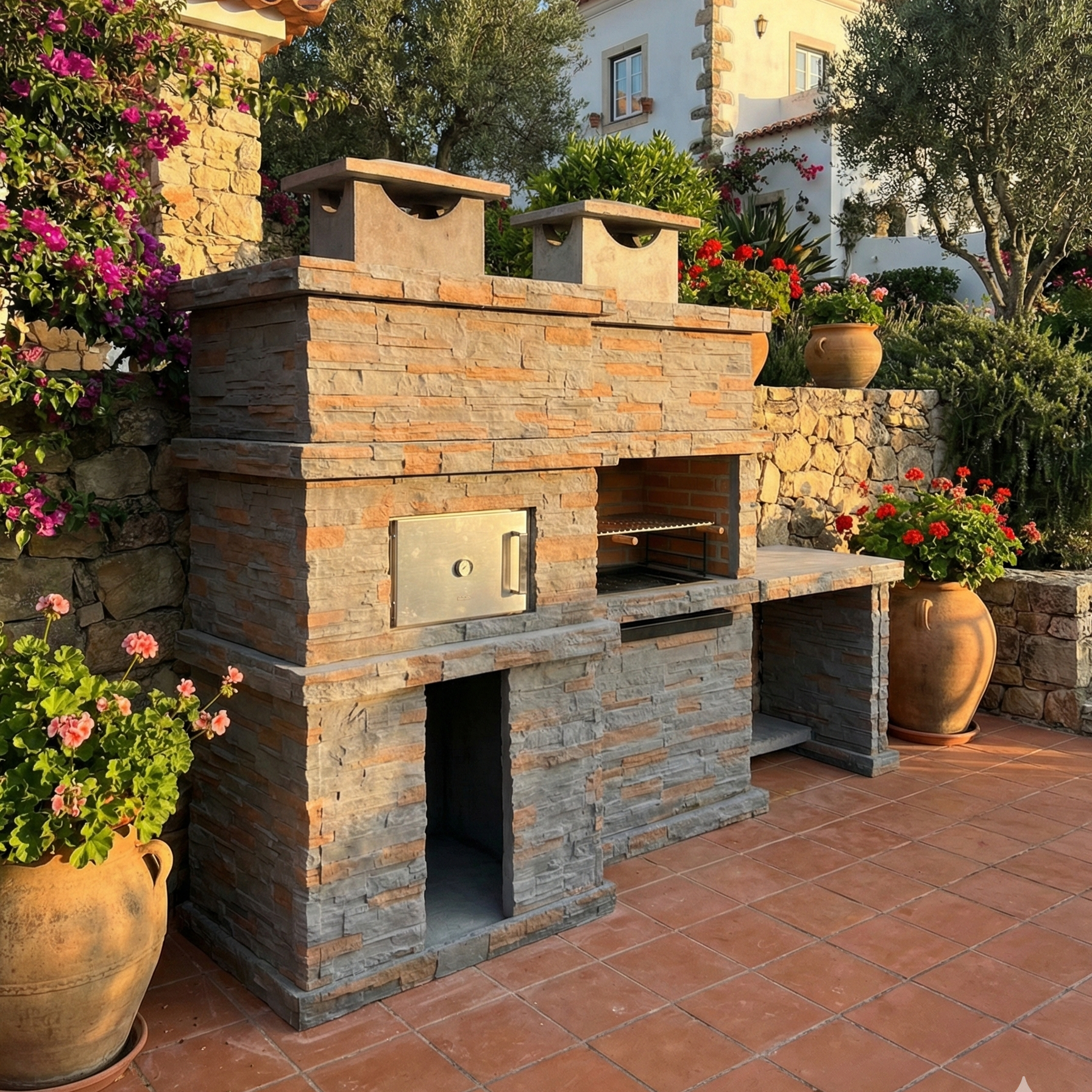 🔥 Rocca Four 474 – Barbacoa de Piedra con Horno y Fregadero Inoxidable