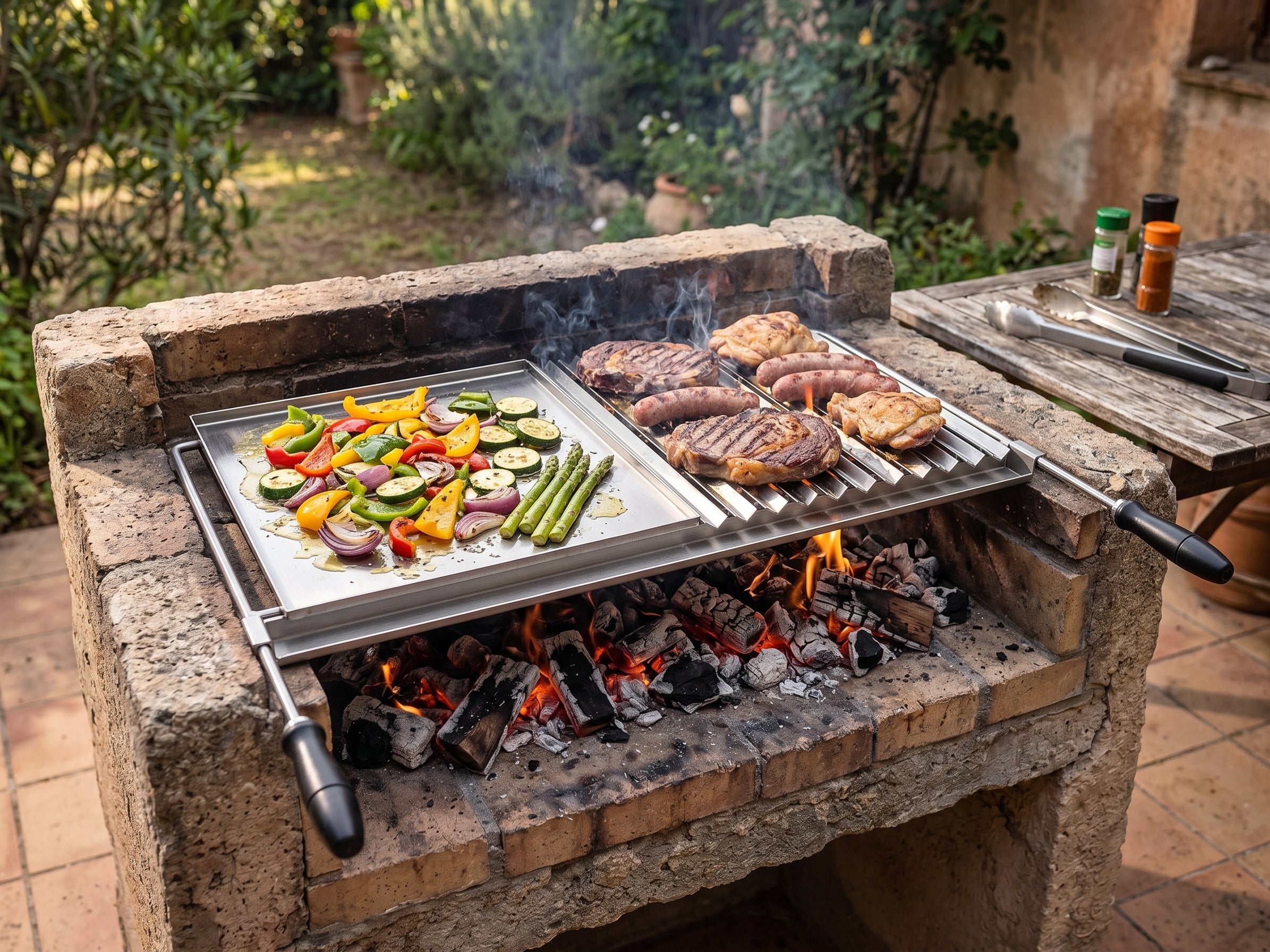 Plancha de acero inoxidable - Placa de cocción para barbacoa (60x38 a 100x60 cm)