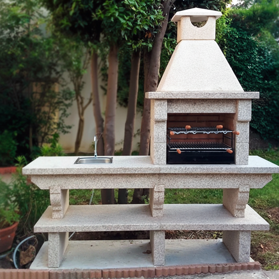 Pietra 042 – Barbacoa de granito de 60 cm con encimera (fregadero opcional)
