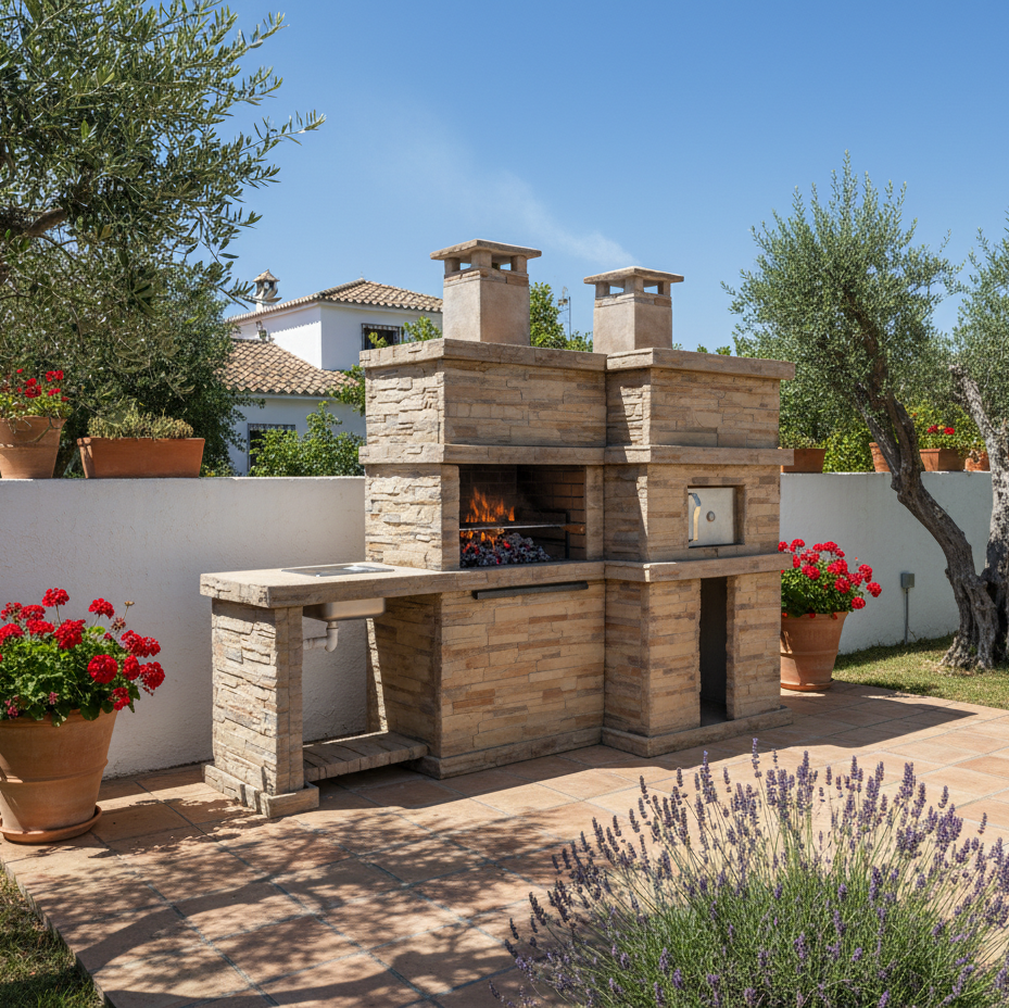 🔥 Rocca Four 474 – Barbacoa de Piedra con Horno y Fregadero Inoxidable