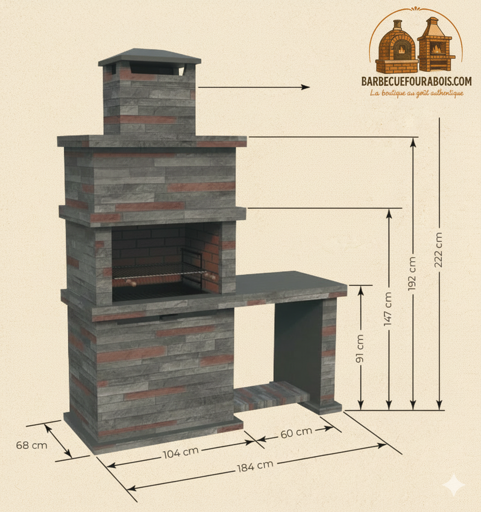 Barbacoa de Piedra Reconstituida Rocca 471 – Con Fregadero | Marrón / Gris