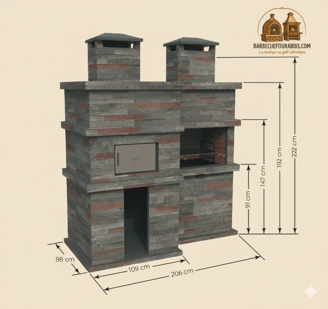 Rocca Four 473 – Barbacoa de piedra con horno de leña integrado