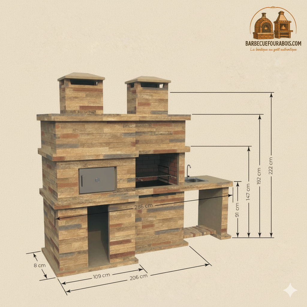 🔥 Rocca Four 474 – Barbacoa de Piedra con Horno y Fregadero Inoxidable