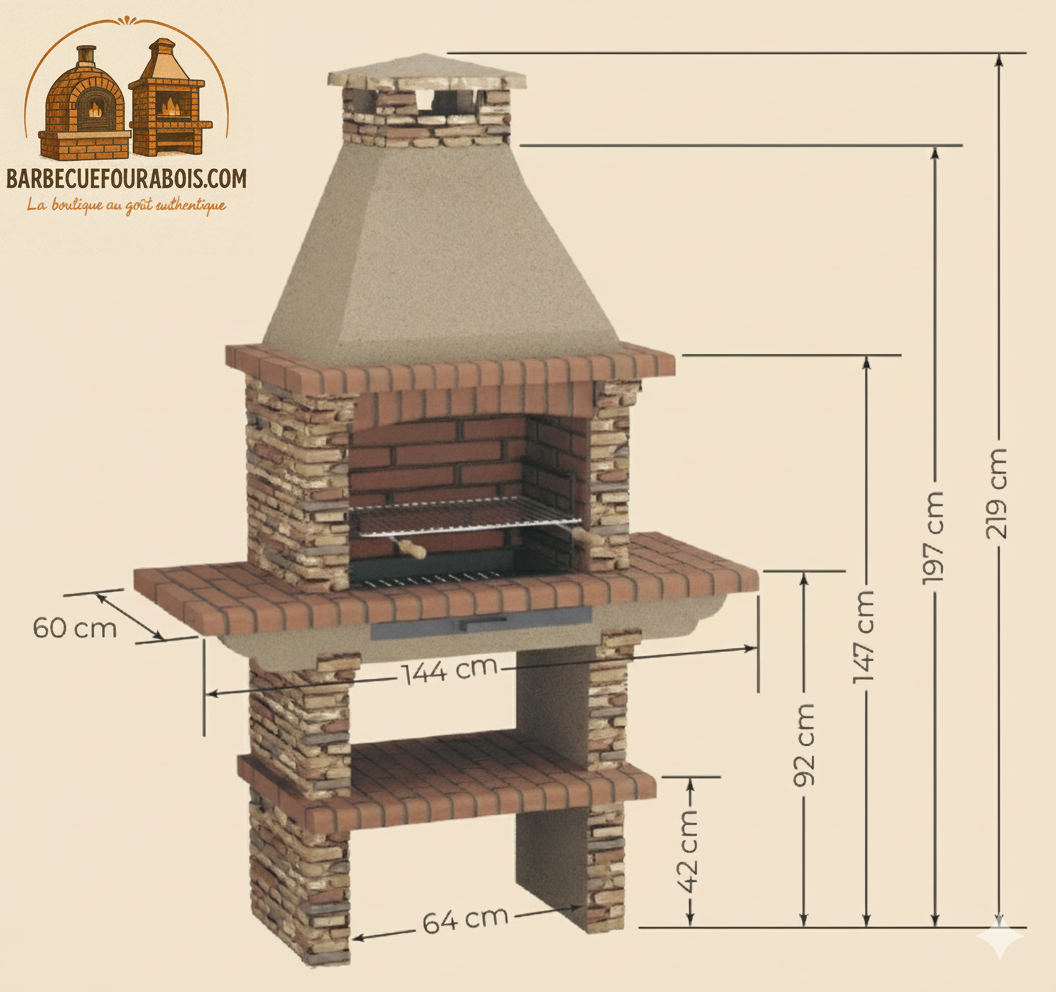 Barbacoa RIVIERA 402 – Piedra reconstituida, chimenea, leña/carbón