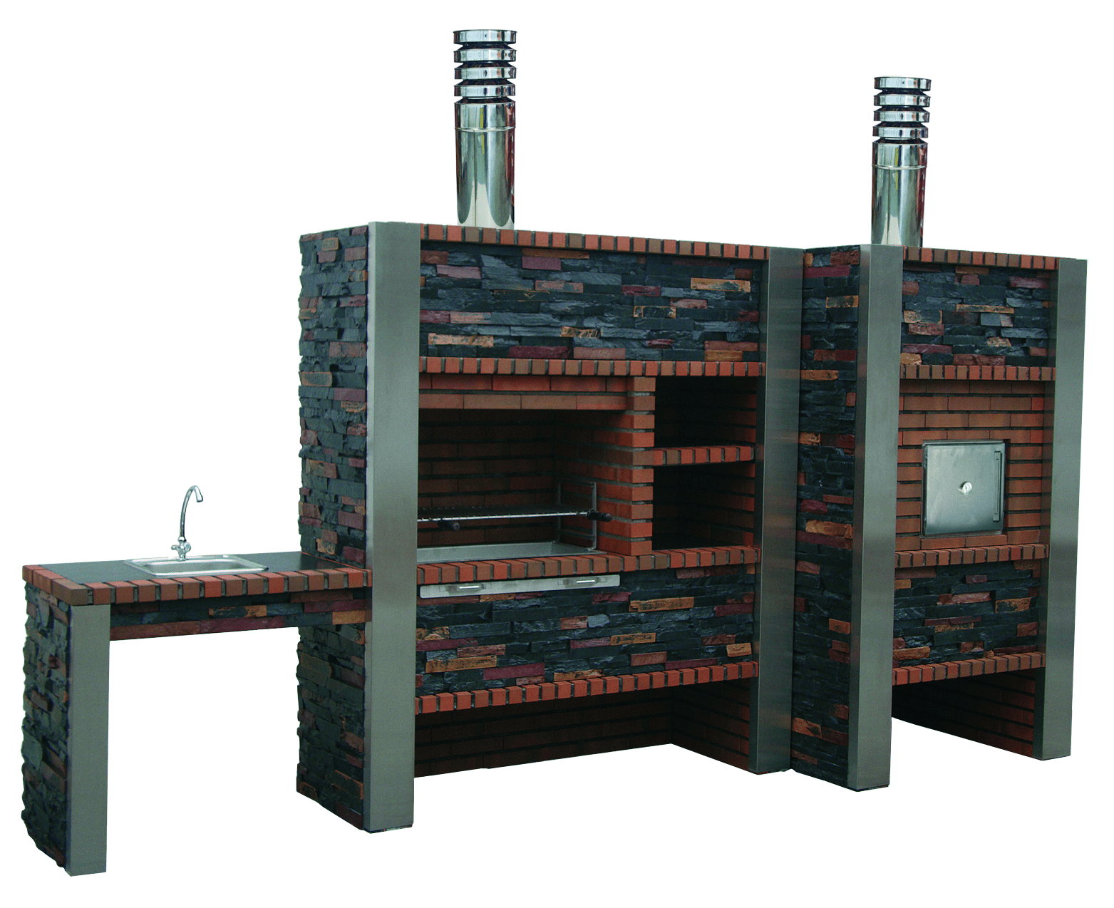 Inoxa 409 – Cocina exterior modular premium con horno Ø75 cm, parrilla de acero inoxidable de 80×38 y encimera (fregadero opcional)