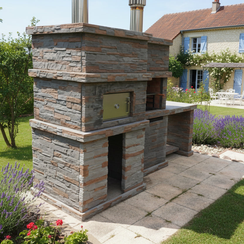 🔥 Rocca Four 474 – Barbacoa de Piedra con Horno y Fregadero Inoxidable