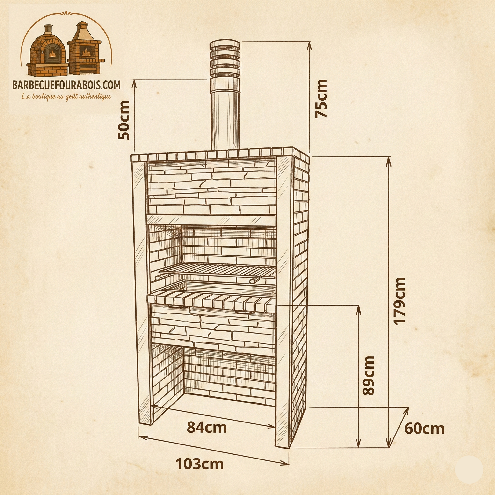 Inoxa 303 – Barbacoa premium de piedra reconstruida con columnas de acero inoxidable (parrilla 80×38 cm)