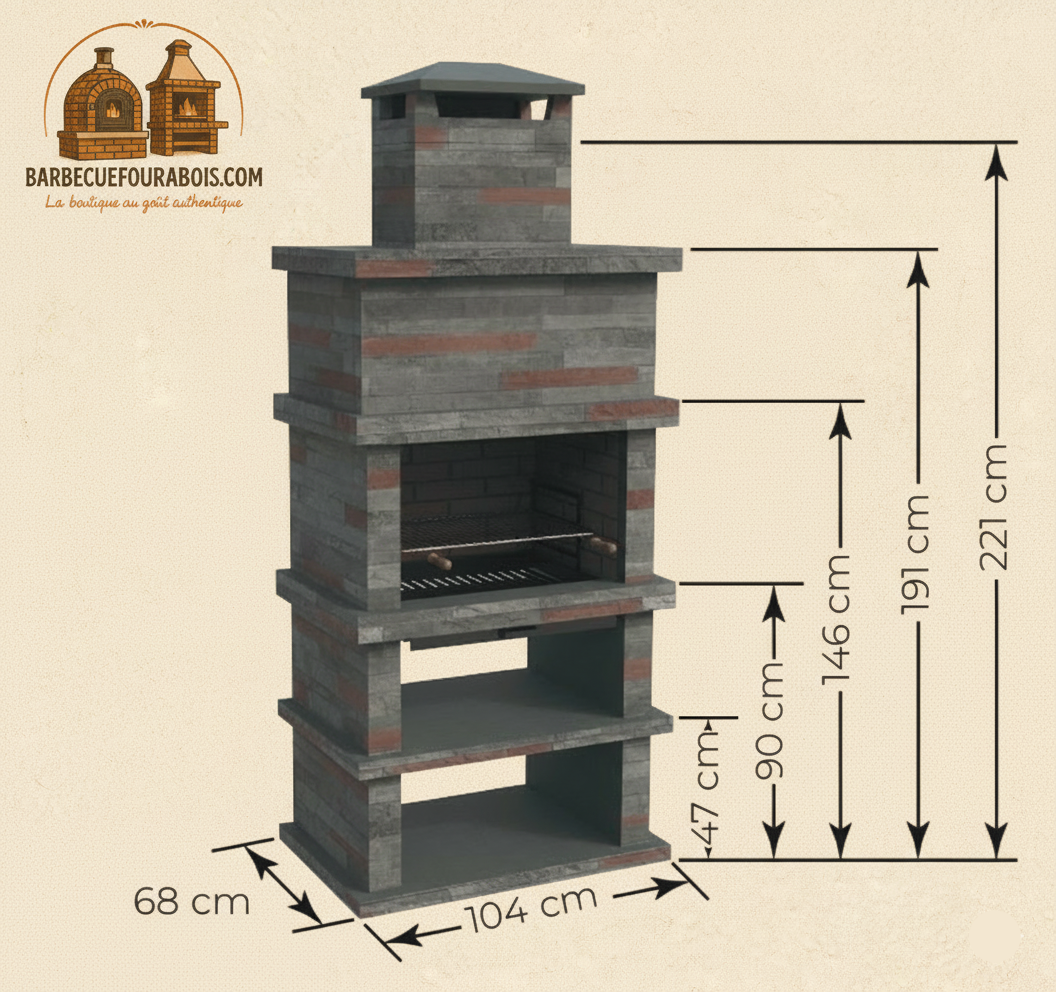 Barbacoa de Piedra Reconstituida – Rocca 460 – Marrón o Gris
