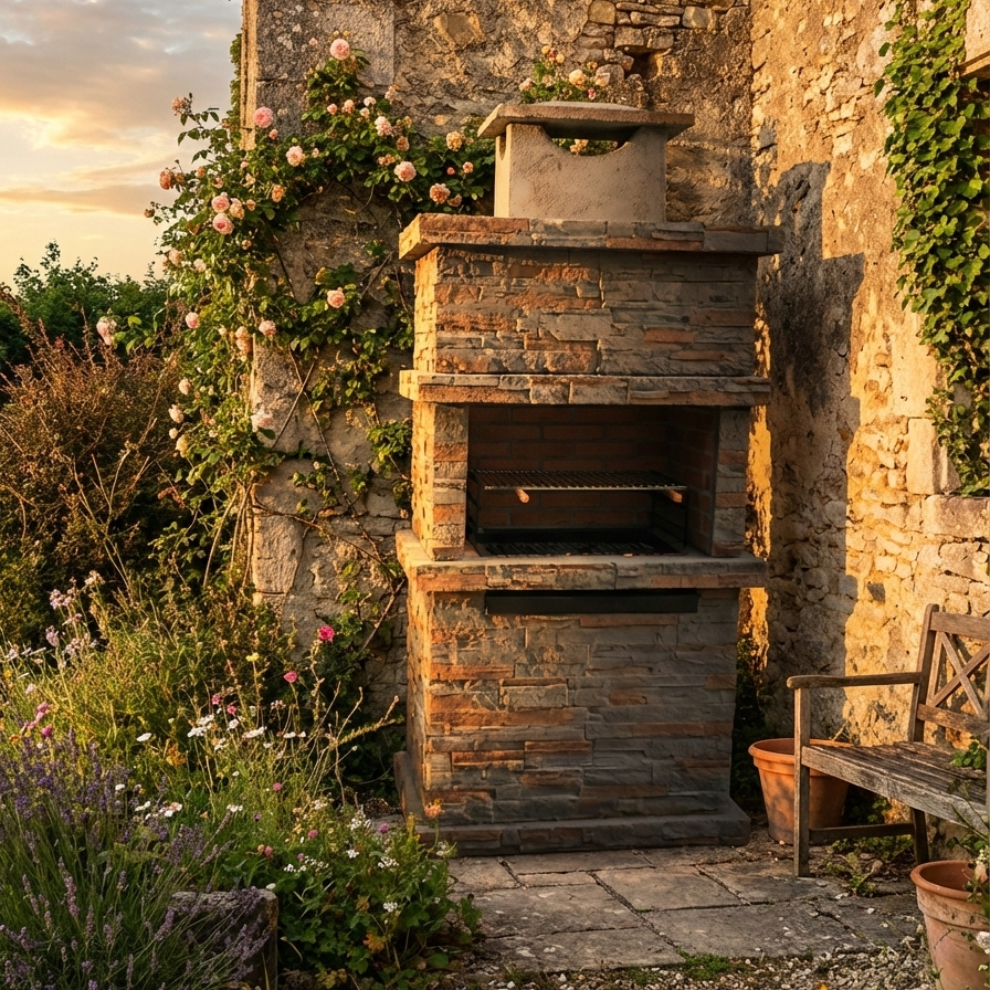 Barbacoa de Piedra Reconstituida Rocca 470 – Diseño Macizo y Rusticidad Mediterránea