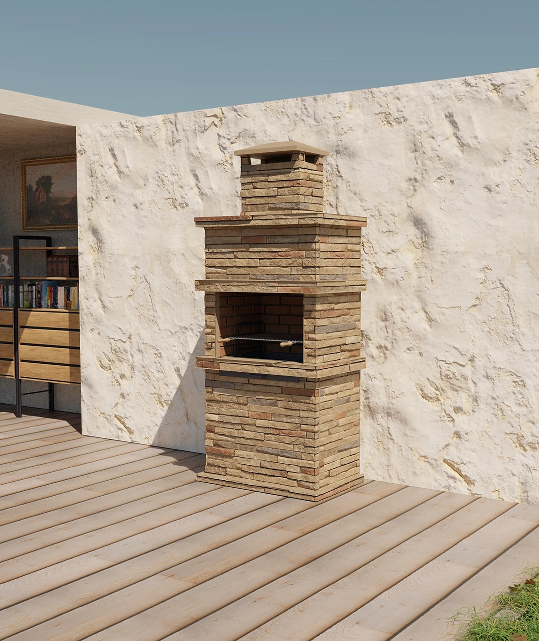 Barbacoa de Piedra Reconstituida Rocca 470 – Diseño Macizo y Rusticidad Mediterránea