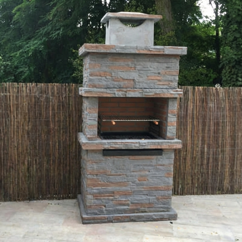 Barbacoa de Piedra Reconstituida Rocca 470 – Diseño Macizo y Rusticidad Mediterránea