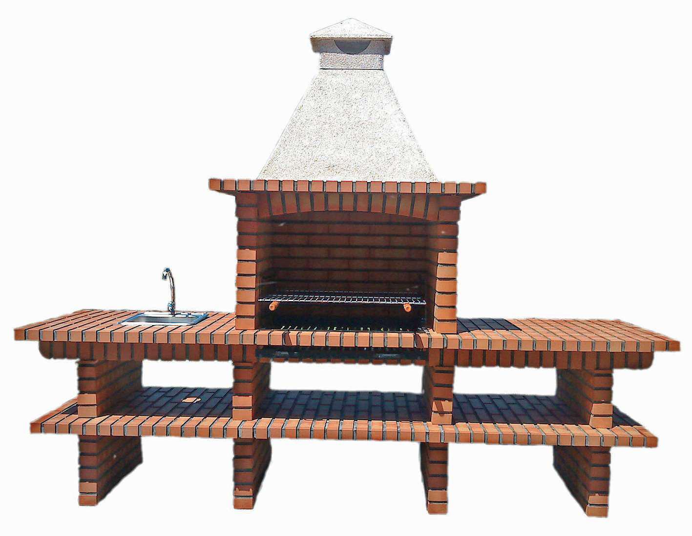 TerraCotto 172 – Barbacoa de Ladrillo XXL con Fregadero y Doble Encimera