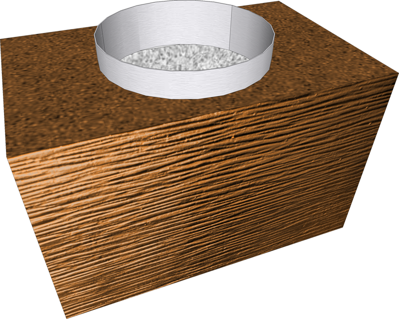 Chimenea modular Linea 40×25×25 cm – Salida circular Ø 200 mm (tubo 20 cm)