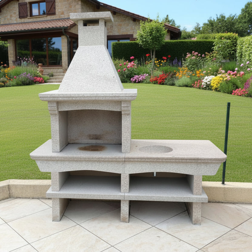 Granito 10 - Cocina exterior de granito con fregadero y parrilla de 70 cm