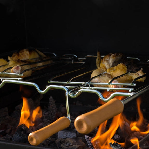 Parrilla Doble Linea – Pescado y Parrilladas – Acero o Inoxidable – 2 Mini-Parrillas Incluidas (58x38 / 78x38)