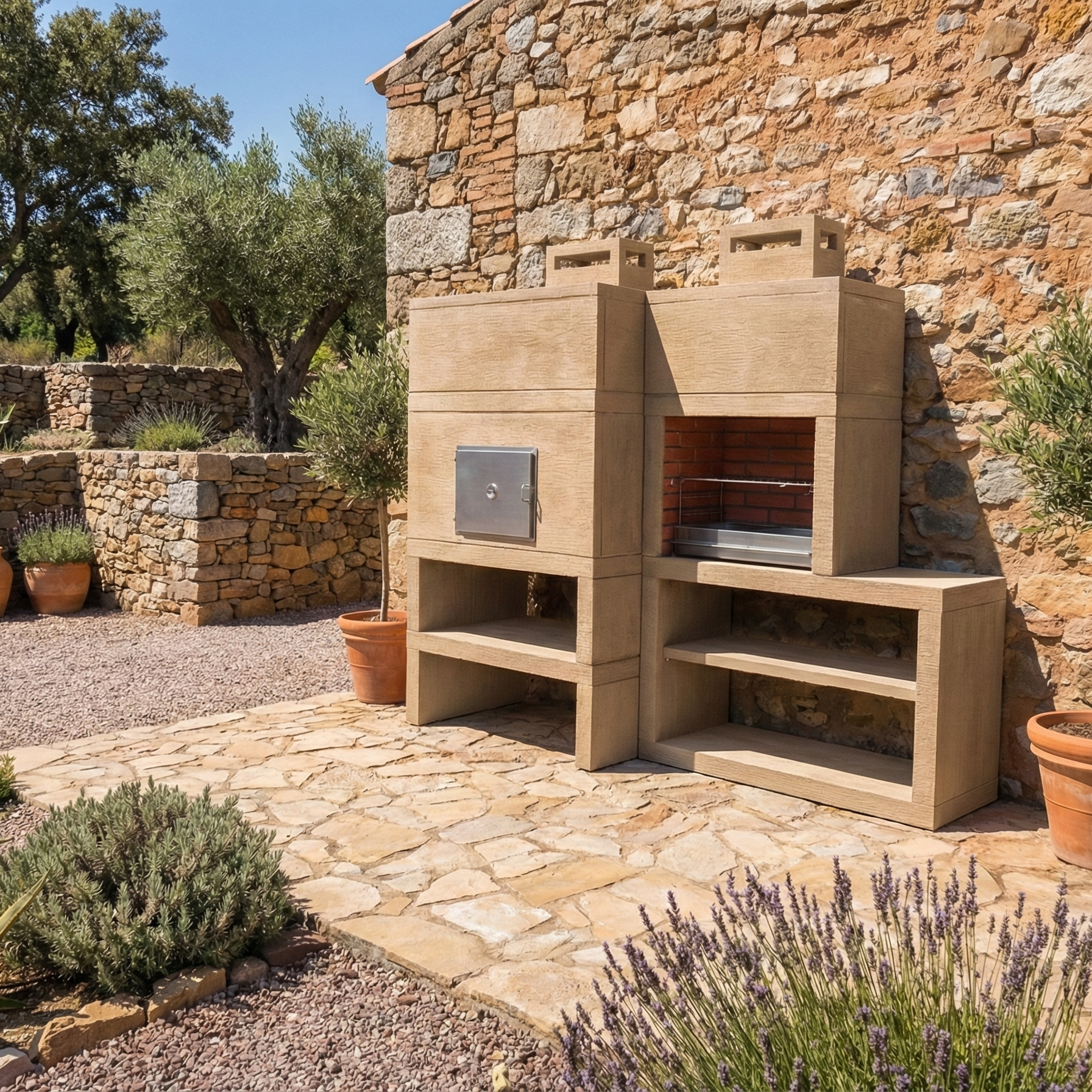 Línea 12F – Barbacoa Moderna Modular con Horno Ø80 y Parrilla 60 cm