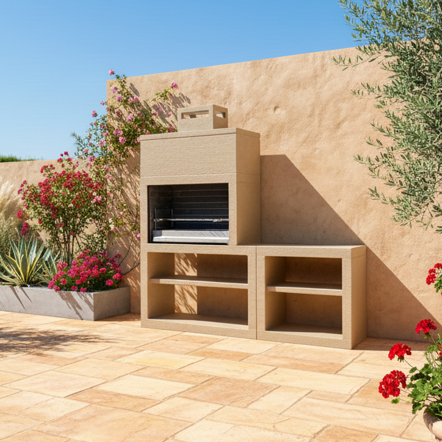 Línea 35 – Cocina exterior moderna de 200 cm (módulos intercambiables) – parrilla de acero de 80 cm, fregadero opcional