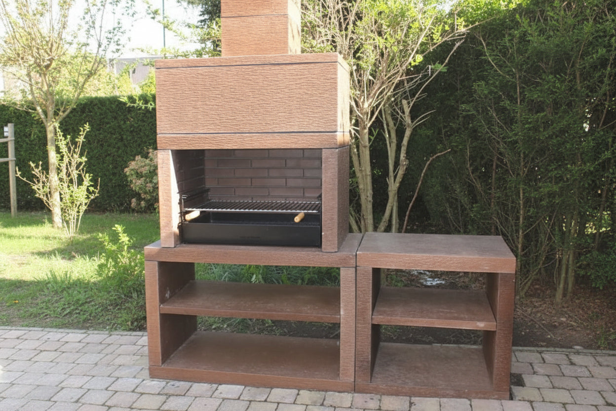 Línea 35 – Cocina exterior moderna de 200 cm (módulos intercambiables) – parrilla de acero de 80 cm, fregadero opcional