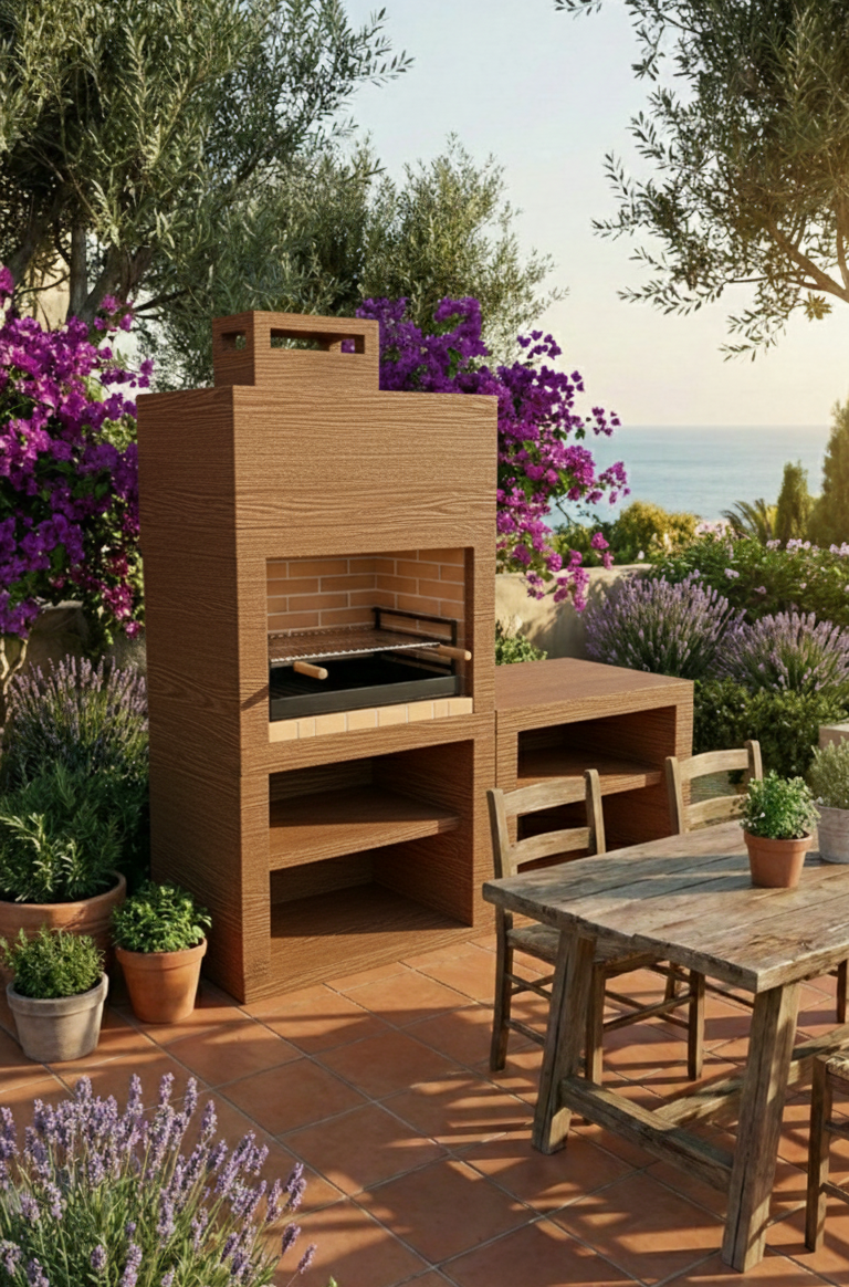 Línea 40 – Cocina exterior moderna de 160 cm con módulo (fregadero opcional) – grill de 60 cm
