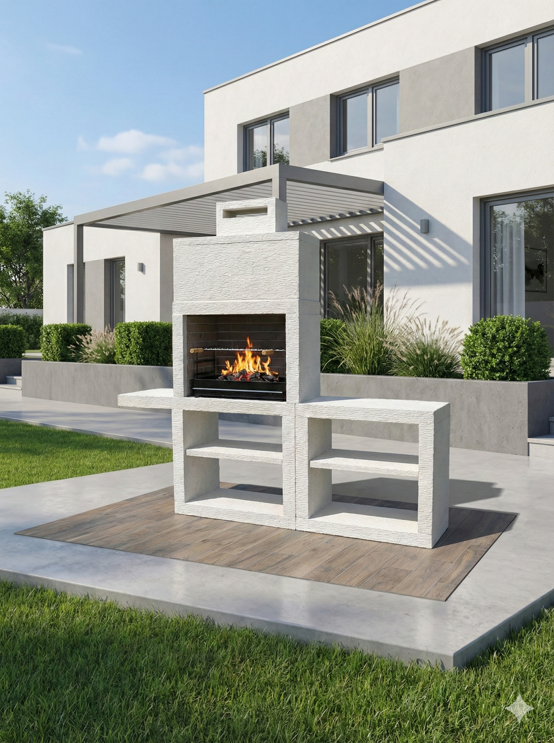 Línea 45 – Cocina exterior moderna de 200 cm (módulos intercambiables) – parrilla de acero de 60 cm, fregadero opcional