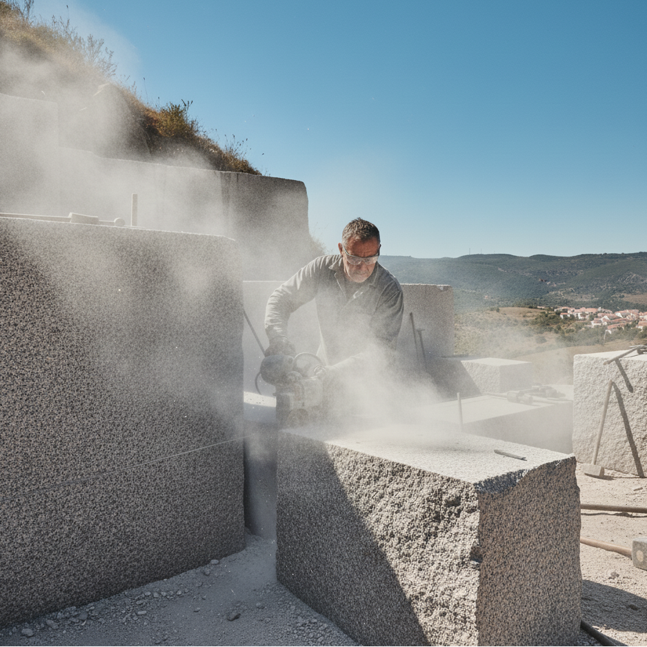 Granito 51 – Cocina exterior de granito moderna con parrilla de 70 cm y almacenamiento cerrado